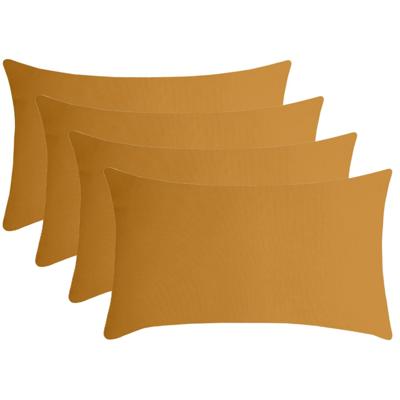Stof Textile sierkussen Nelson - 4x - okergeel - 30 x 50 cm - bank kussens - polyester