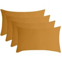 Stof Textile sierkussen Nelson - 4x - okergeel - 30 x 50 cm - bank kussens - polyester
