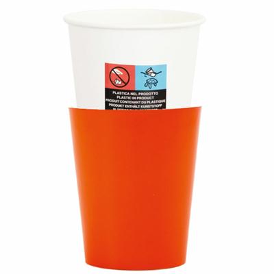 Feestbekers met hoesjes - 8x - oranje - papier - 250ml