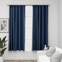 VidaXL Gordijnen linnen-look verduisterend haken 2 st 140x175 cm blauw