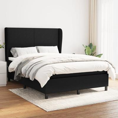 Boxspring met matras stof zwart 140x190 cm
