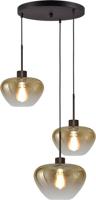 Masterlight 3-lichts hanglampGenua zwart met 2x goud glas Ø 24cm en 1x Ø 29cm - 2972-05-05-35-3-2429
