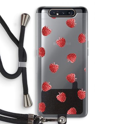 Framboosjes: Samsung Galaxy A80 Transparant Hoesje met koord