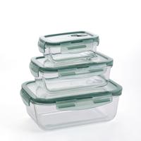 Set Lunchboxen Quid Minimal Groen Glas 330 ml 800 ml 1,8 L 3 Onderdelen
