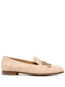 Ralph Lauren Collection logo-embroidered leather loafers - Marron