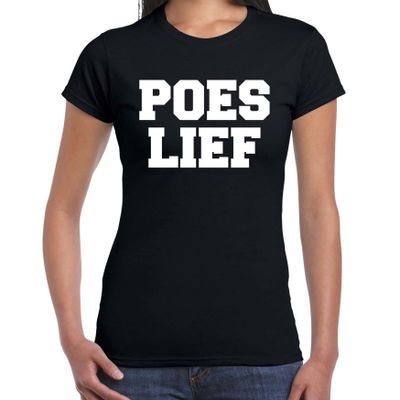 Fun t-shirt poes lief zwart voor dames - fun tekst t-shirt