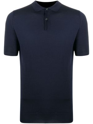 John Smedley polo en maille fine - Bleu