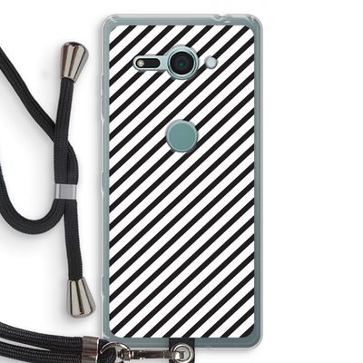 Strepen zwart-wit: Sony Xperia XZ2 Compact Transparant Hoesje met koord