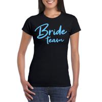 Vrijgezellenfeest T-shirt voor dames - Bride Team - zwart - glitter blauw - bruiloft/trouwen - thumbnail