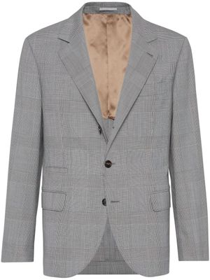 Brunello Cucinelli blazer en laine vierge à carreaux - Noir