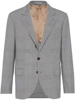 Brunello Cucinelli blazer en laine vierge à carreaux - Noir