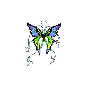 Plak tattoos glitter vlinder groen/blauw