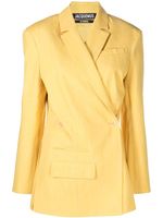 Jacquemus blazer croisé à design asymétrique - Jaune - thumbnail