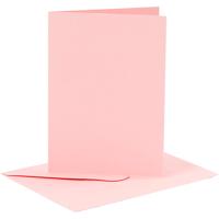 Kaarten en enveloppen, afmeting kaart 10,5x15 cm, afmeting envelop 11,5x16,5 cm, 110+220 gr, roze, 6 set/ 1 doos