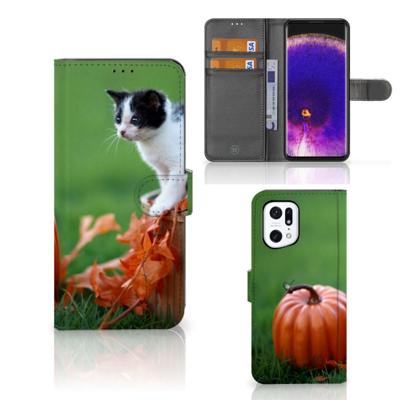 OPPO Find X5 Pro | Telefoonhoesje | Met pasjeshouder | Kitten