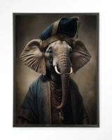 Urban Cotton Wandkleed 'Elephant' 145 x 190cm in Floating Frame - black