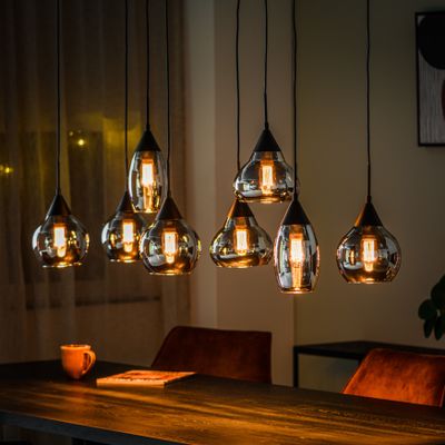 BASE Hanglamp 'Nino' 8-lamps, kleur Smoke