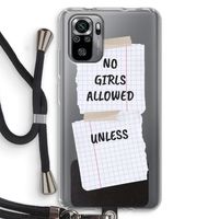 No Girls Allowed Unless: Xiaomi Redmi Note 10S Transparant Hoesje met koord