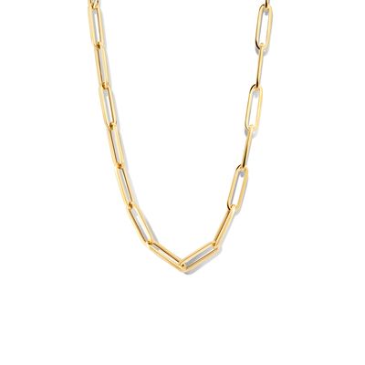 Ketting Paperclip-Vierkante Buis geelgoud 4,5 mm 45 cm