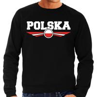 Polen land thema sweater - met vlag kleuren - zwart - heren - Supporters trui - lange mouwen