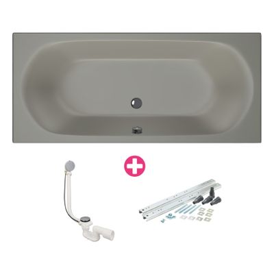 Ligbad Xenz Cuba | Inbouw | 180x80 cm | Incl.Badafvoer | Met overloop | Acryl | Cement mat
