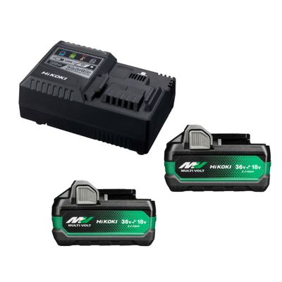 Hikoki UC18YSL3WHZ Booster Pack | 2 x Multi-Volt BSL38A18X Accu&apos;s 5Ah 18V / 2,5Ah 36V + snellader UC18YSL3