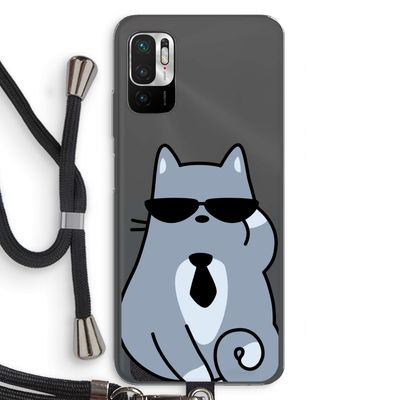 Cool cat: Xiaomi Redmi Note 10 5G Transparant Hoesje met koord