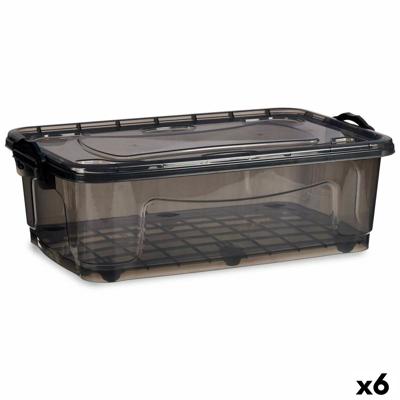 Opbergdoos op Wielen Antraciet Plastic 30 L 40 x 20,5 x 63 cm (6 Stuks)