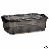 Opbergdoos op Wielen Antraciet Plastic 30 L 40 x 20,5 x 63 cm (6 Stuks)