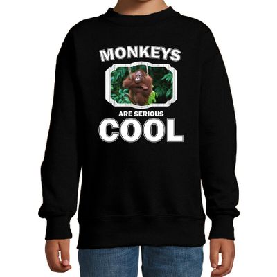 Dieren orangoetan sweater zwart kinderen - monkeys are cool trui jongens en meisjes Dieren orangoetan sweater zwart kinderen - monkeys are cool trui jongens en meisjes