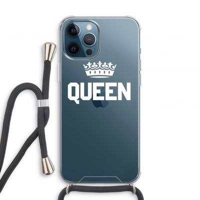 Queen zwart: iPhone 12 Pro Transparant Hoesje met koord