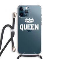 Queen zwart: iPhone 12 Pro Transparant Hoesje met koord