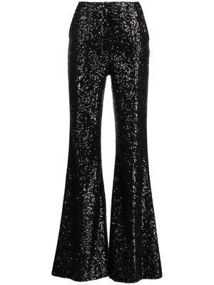 Elie Saab pantalon évasé à sequins - Noir