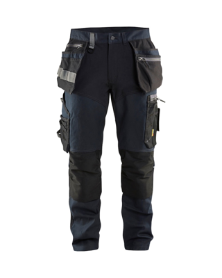 Blåkläder Werkbroek met stretchpanelen en spijkerzakken 15991343 | Donker marineblauw/Zwart | Maat 54 - 7330509692905