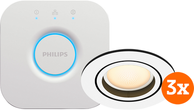 Philips Hue Milliskin White Ambiance Rond Wit 3-pack + bridge