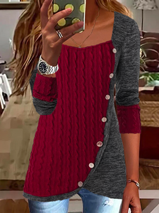 Christmas Casual Buttoned Long Sleeve Top tunic