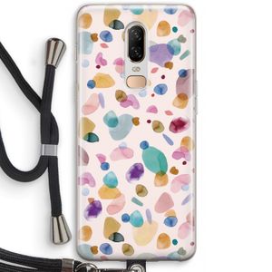 Terrazzo Memphis Pink: OnePlus 6 Transparant Hoesje met koord