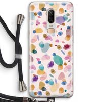 Terrazzo Memphis Pink: OnePlus 6 Transparant Hoesje met koord