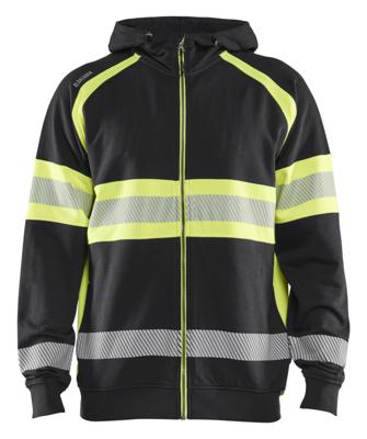 Blåkläder High-Vis Hooded Sweatshirt 35521158 | Zwart/High-Vis Geel | Maat 3XL - 7330509831090