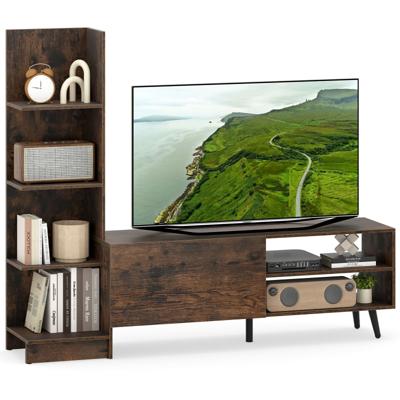 TV-tafel voor TV's tot 50 inch TV-kast met Boekenplank & Verstelbare Plank Koffie
