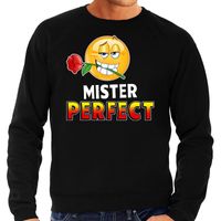 Funny emoticon sweater Mister perfect zwart heren - thumbnail