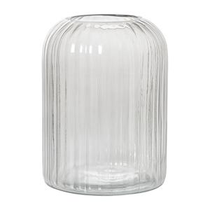 Windlicht ribbel groot - grijs - ø17.7x23.5 cm
