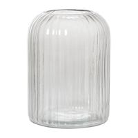 Windlicht ribbel groot - grijs - ø17.7x23.5 cm