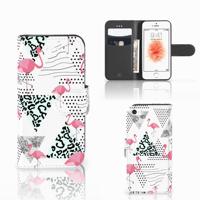 Apple iPhone 5 | 5s | SE | Telefoonhoesje | Met pasjeshouder | Flamingo Triangle