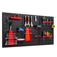 Pegboard Wand Organizer Metalen Pegboard Gereedschap Opbergkit met 3 Pegboards & 25 Opknoping Accessoires Zwart+Rood
