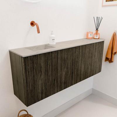 Toiletmeubel Mondiaz Joya Dlux | 111.6 cm | Meubelkleur Shadow | Faye wastafel Opalo Wasbak Links | Zonder kraangat(en)