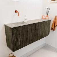 Toiletmeubel Mondiaz Joya Dlux | 111.6 cm | Meubelkleur Shadow | Faye wastafel Opalo Wasbak Links | Zonder kraangat(en)