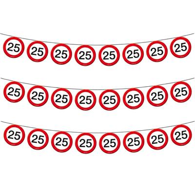 3x Vlaggenlijn versiering 25 jaar verkeersborden 10 meter