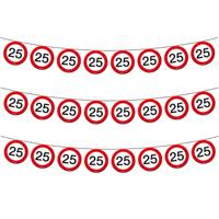 3x Vlaggenlijn versiering 25 jaar verkeersborden 10 meter