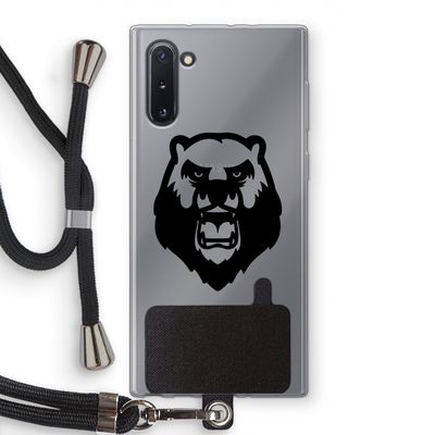 Angry Bear (black): Samsung Galaxy Note 10 Transparant Hoesje met koord